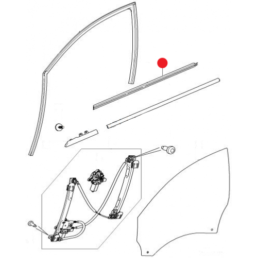 Накладка стекла переднего правого внутренняя Jaguar XF 2008-2015 C2Z2820
